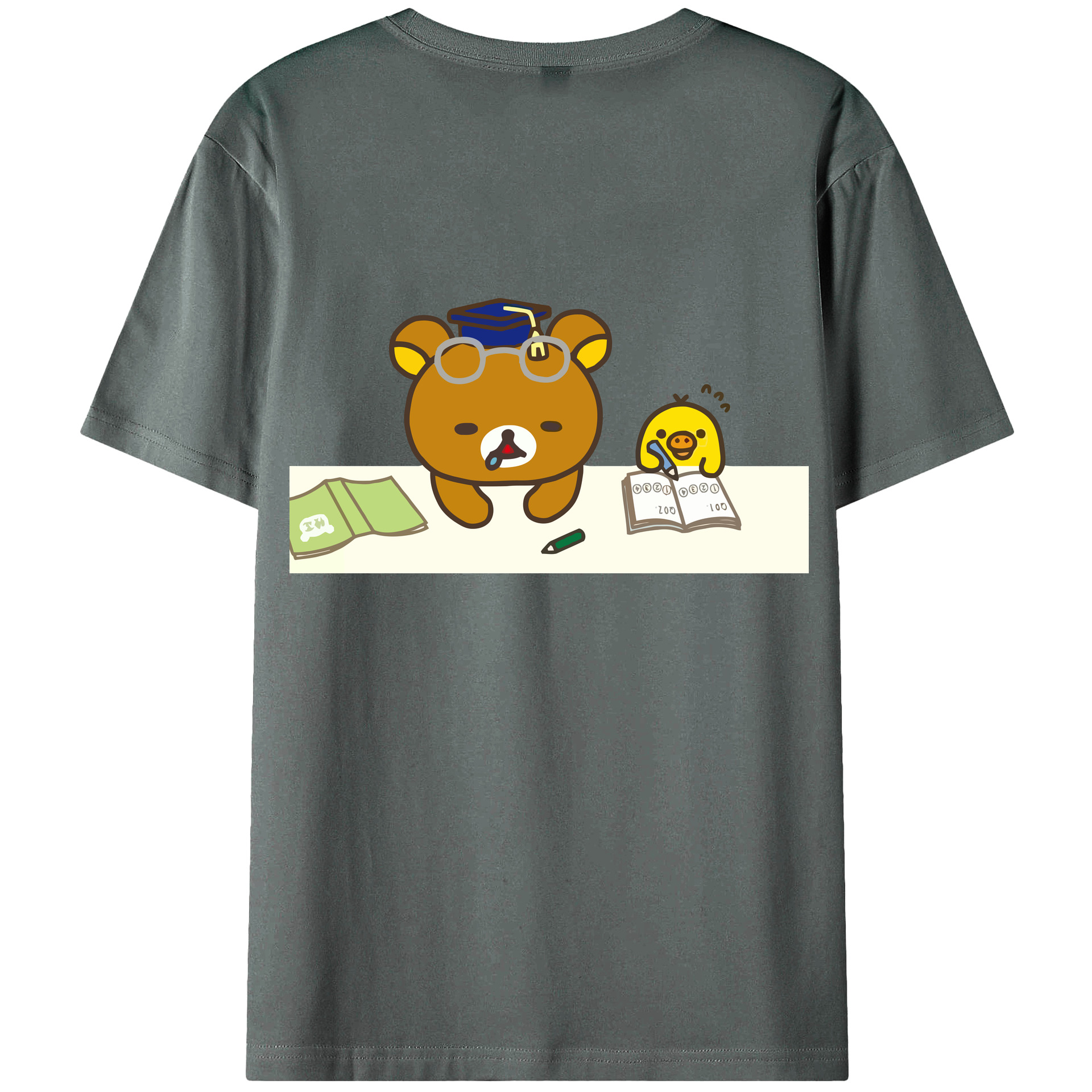 （画像用） リラックマ リラックマ キイロイトリ Rilakkuma Korilakkuma Kiiroitori 綿100％ メンズ半袖Tシャツ（バックプリント） 通気性